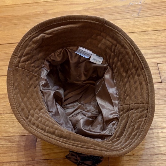 Brown Quilted Bucket Hat with Bow - Picture 4 of 4